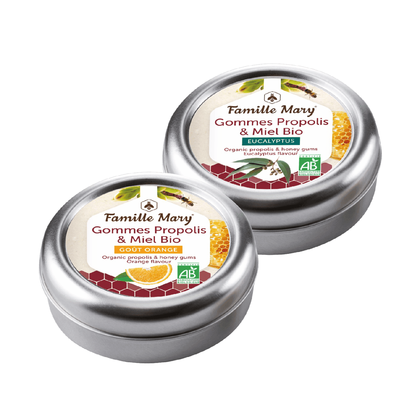 Assortiment de 2 boîtes de gommes propolis et miel bio