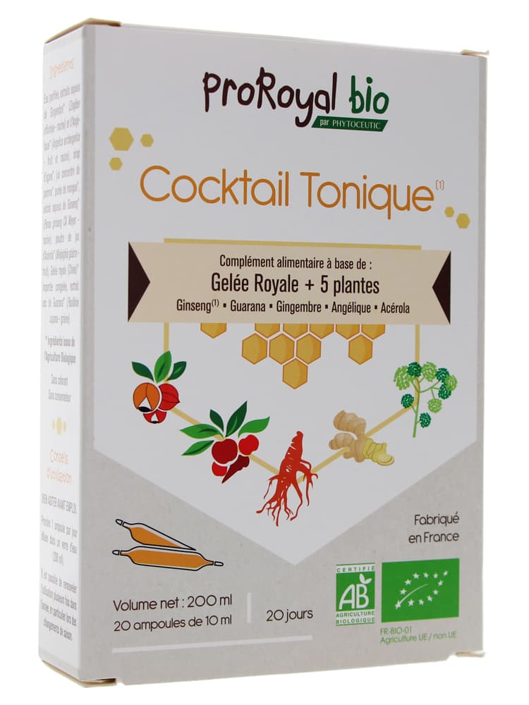 Phytoceutic ProRoyal Bio Cocktail Tonique Gelée Royale + 5 Plantes 20 Ampoules