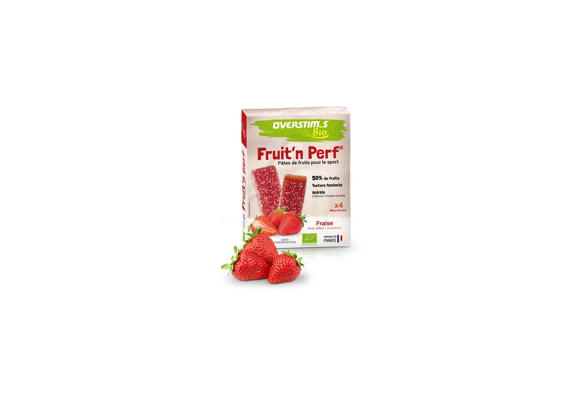 OVERSTIMS Étuis 4 barres Fruit'n Perf Bio - Fraise