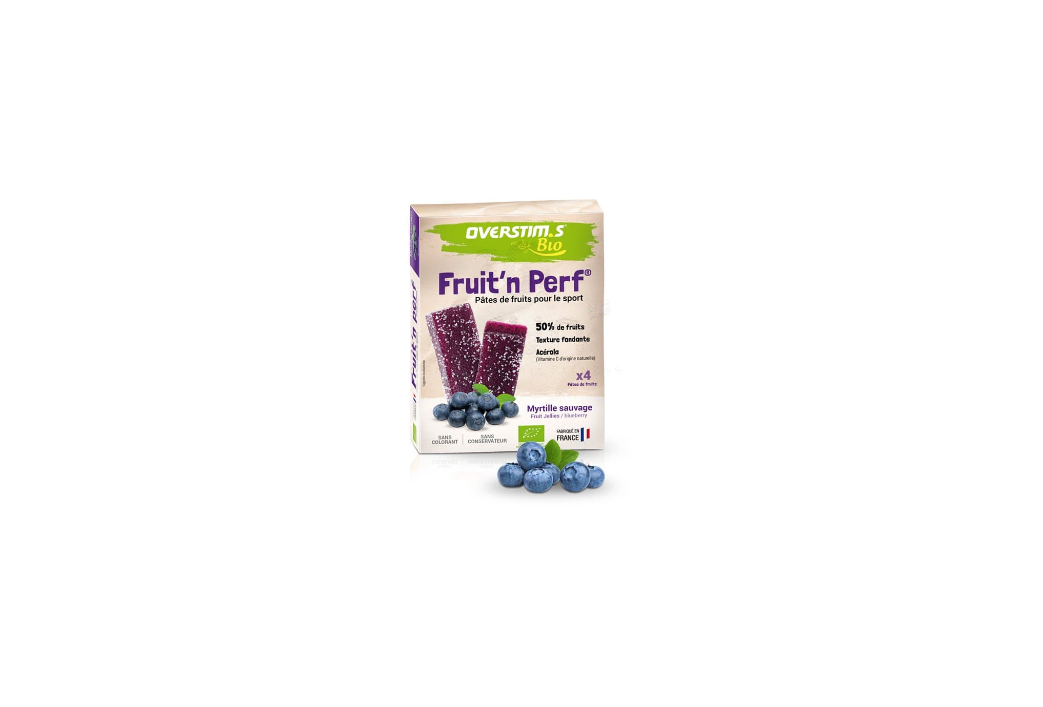 OVERSTIMS Étuis 4 barres Fruit'n Perf Bio - Myrtille sauvage